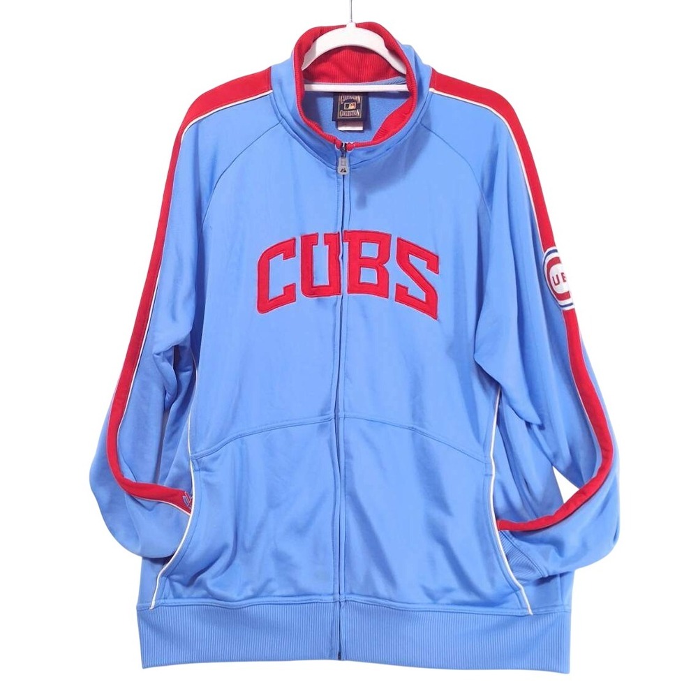 Majestic Chicago Cubs Cooperstown Collection Track Jacket Full Zip XL Sky‎ Blue